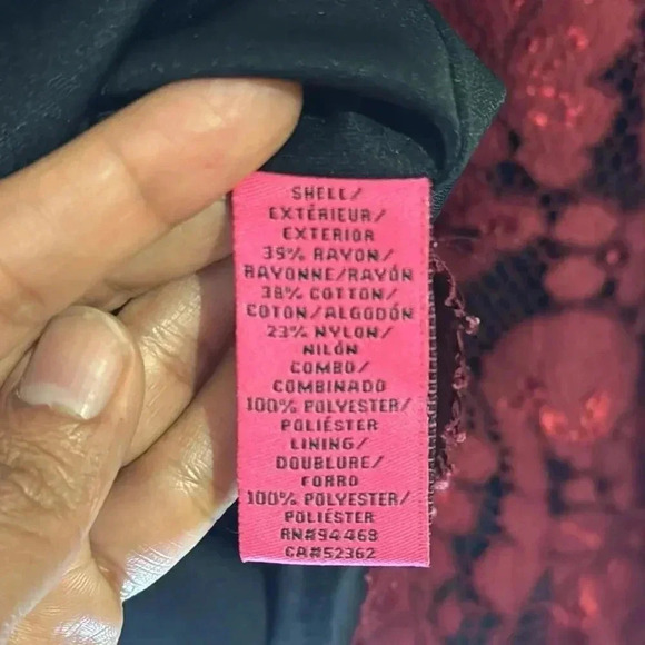 Betsey Johnson Red Mock-Neck Floral Lace Sheath Dress - Picture 6 of 6